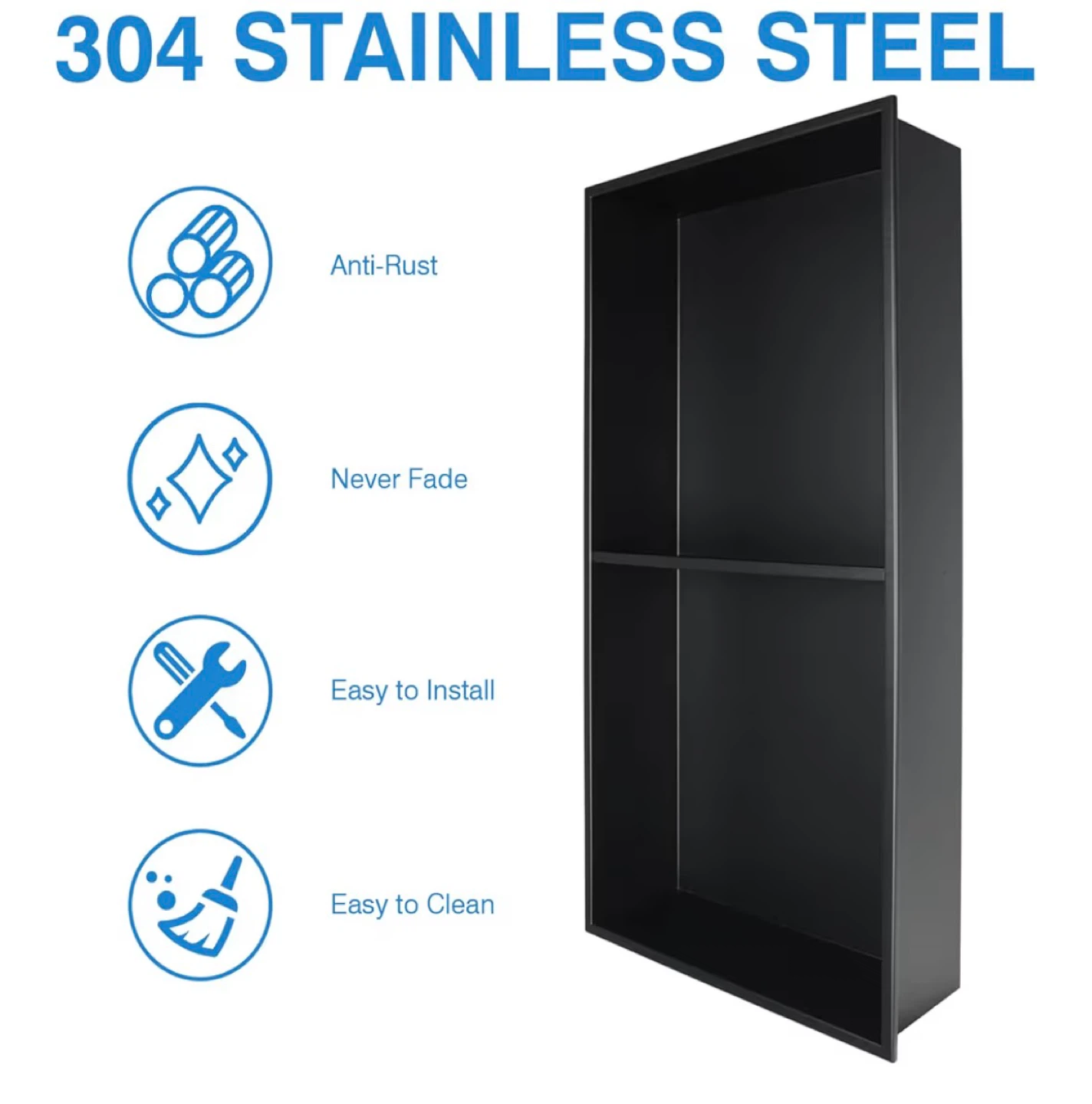 Black 304 Stainless Steel Recessed Shelf - photo 4
