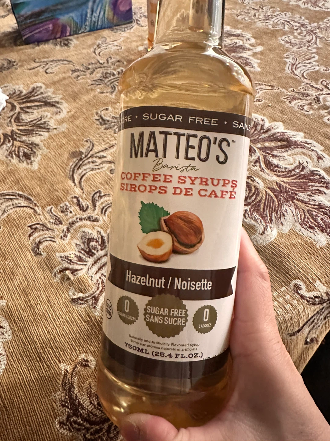 Matteo's Barista Hazelnut Coffee Syrup Sugar Free 750mL
