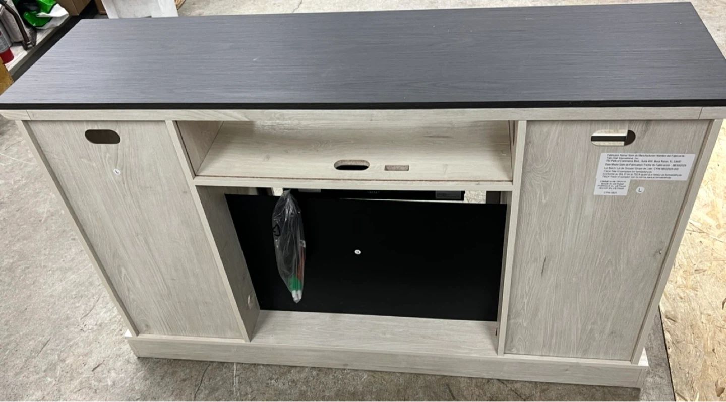 White Wood Electric Fireplace TV Stand - photo 2