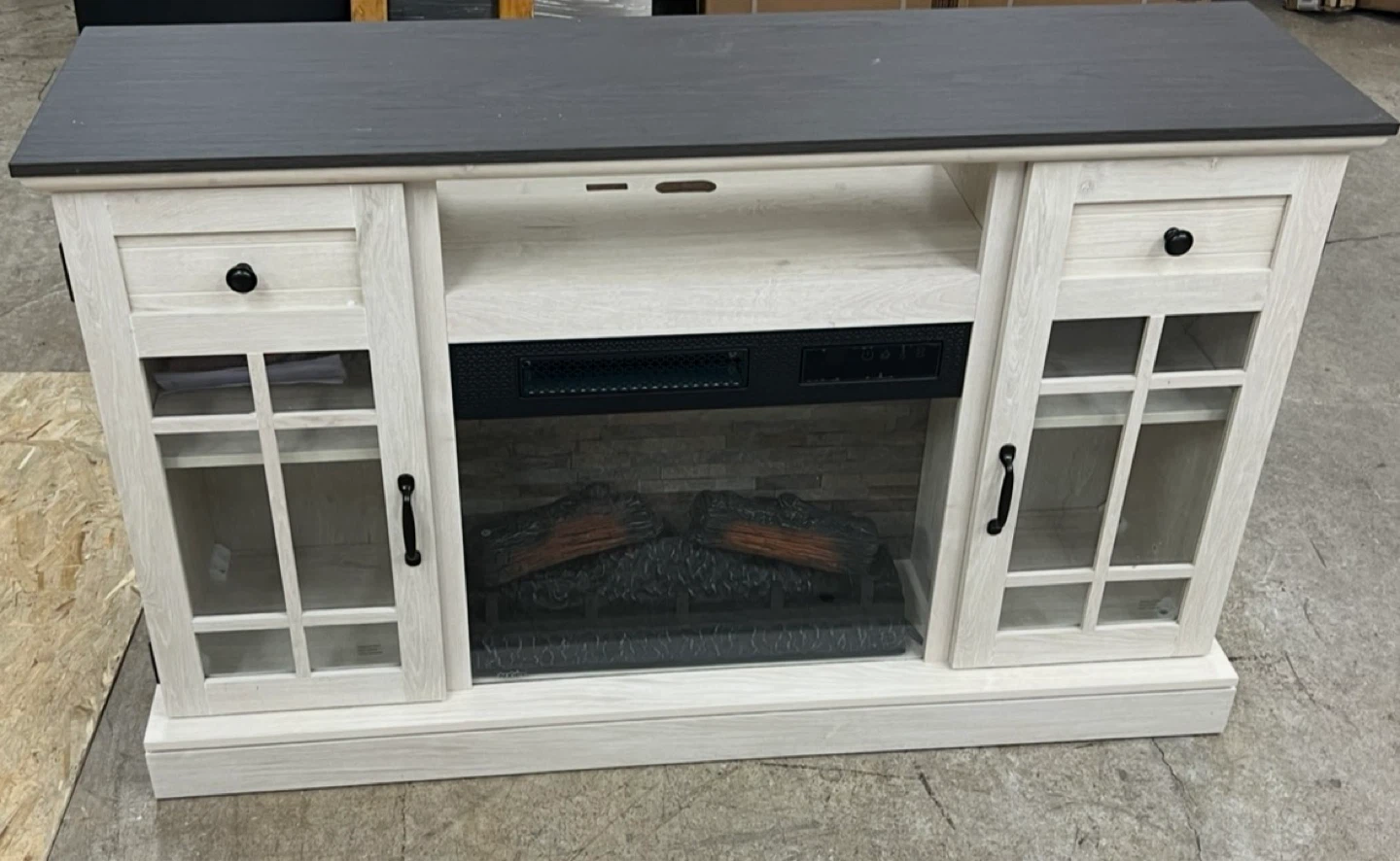 White Wood Electric Fireplace TV Stand - photo 3