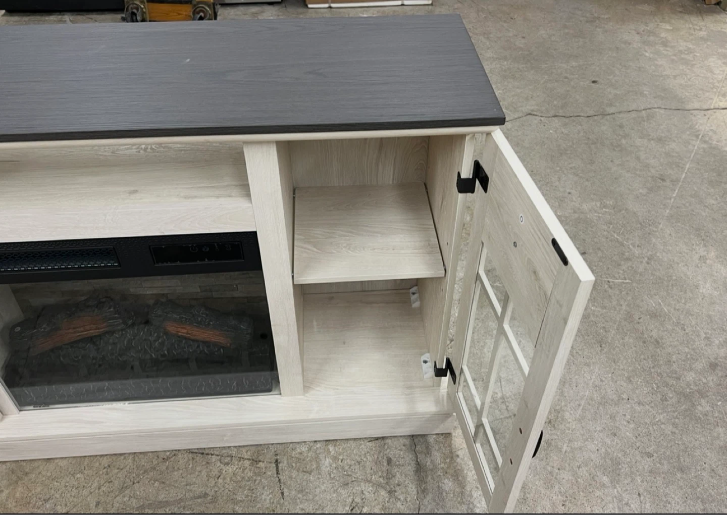 White Wood Electric Fireplace TV Stand