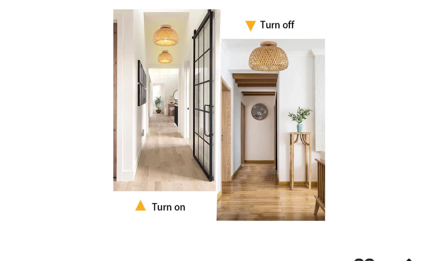 Handmade Bamboo Lampshade Ceiling Light Fixture - photo 4