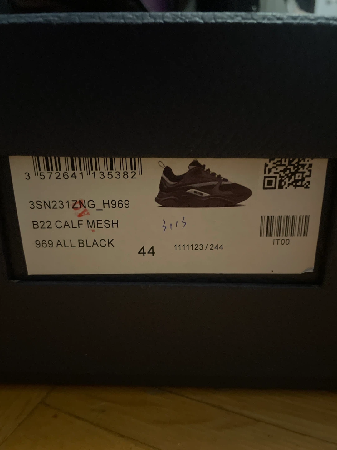 DIOR B22 Calf Mesh Sneakers - Size 44 - All Black