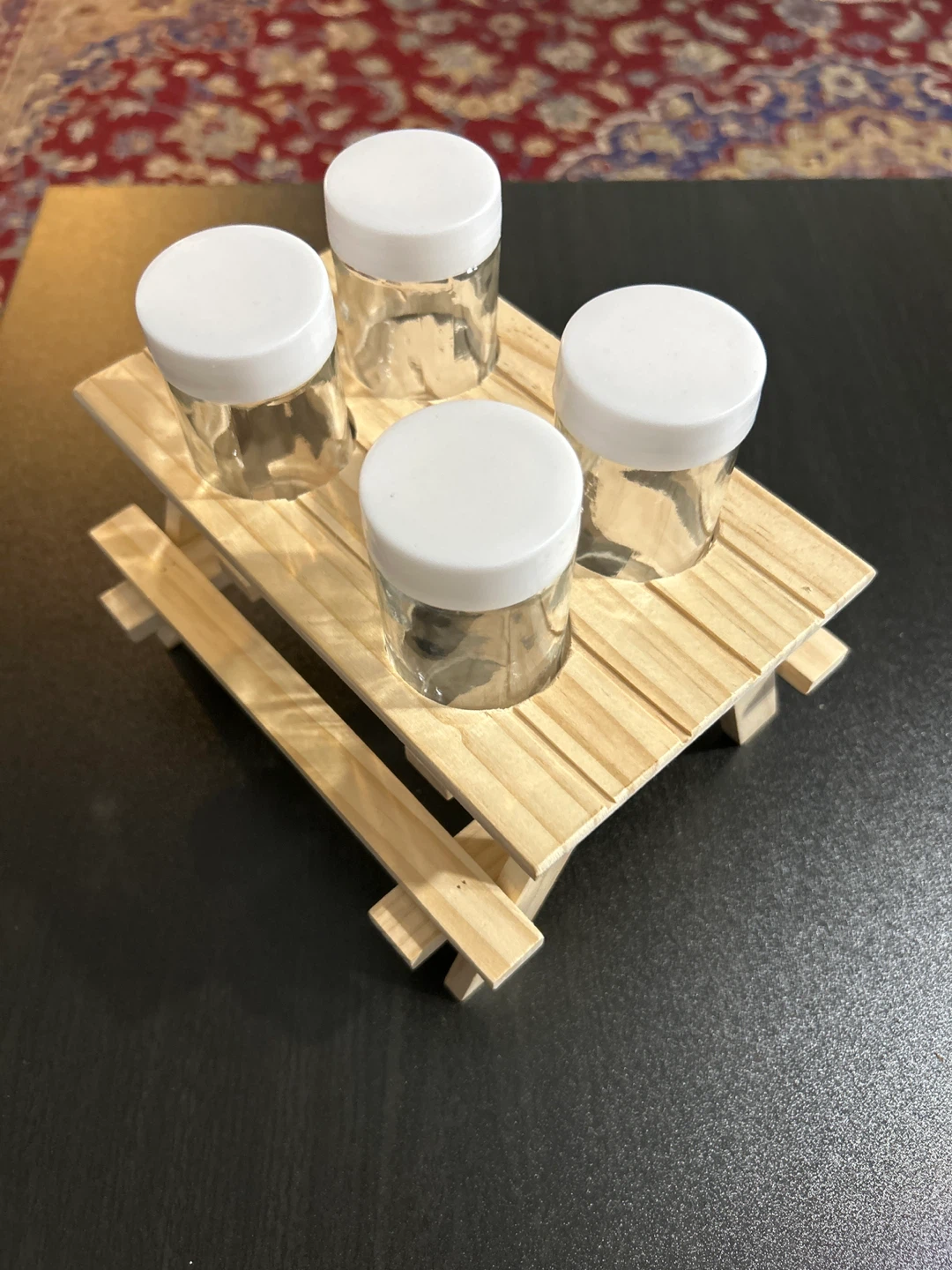 Mini Picnic Table with 4 Jars