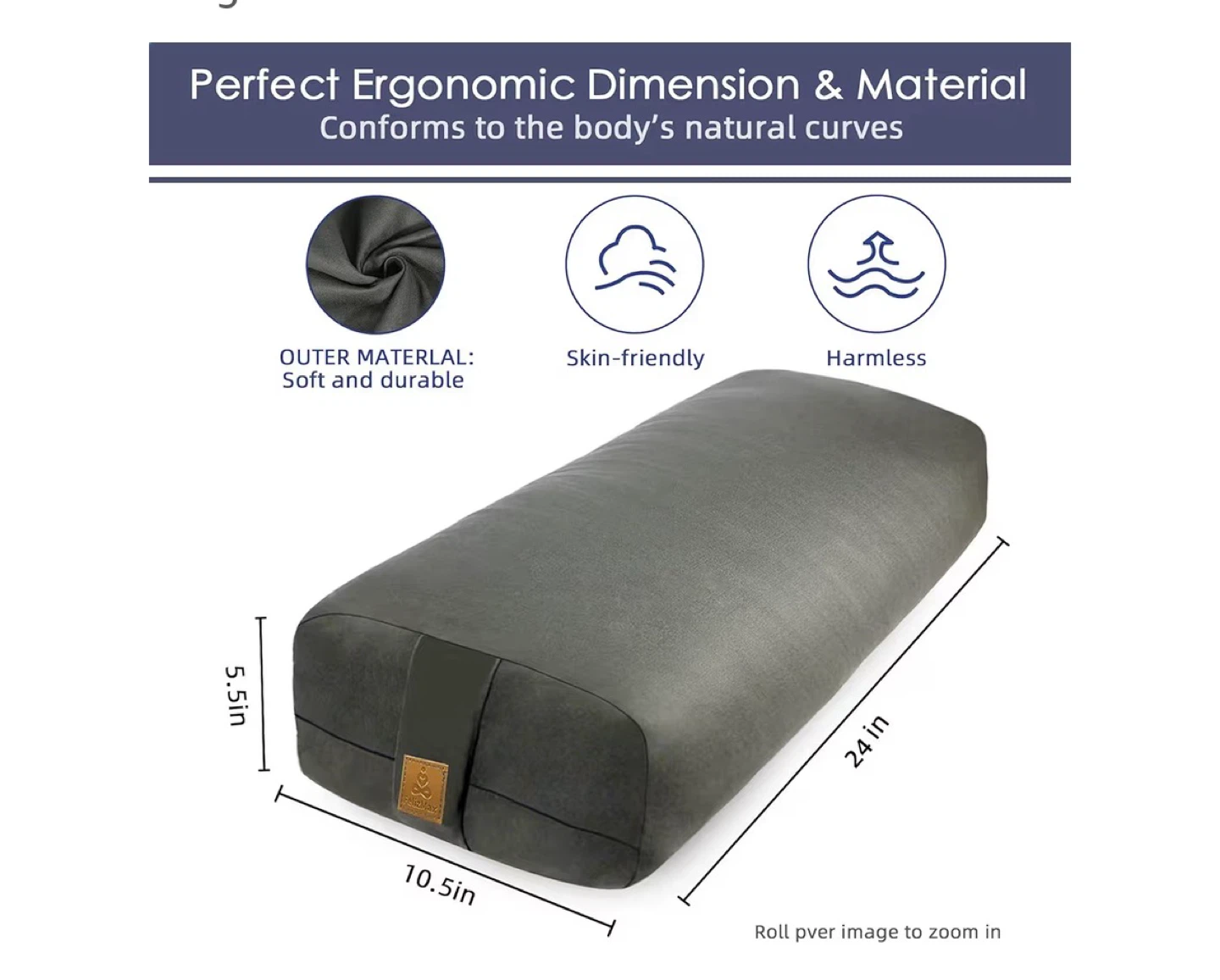 Grey Yoga Bolster Pillow - photo 2