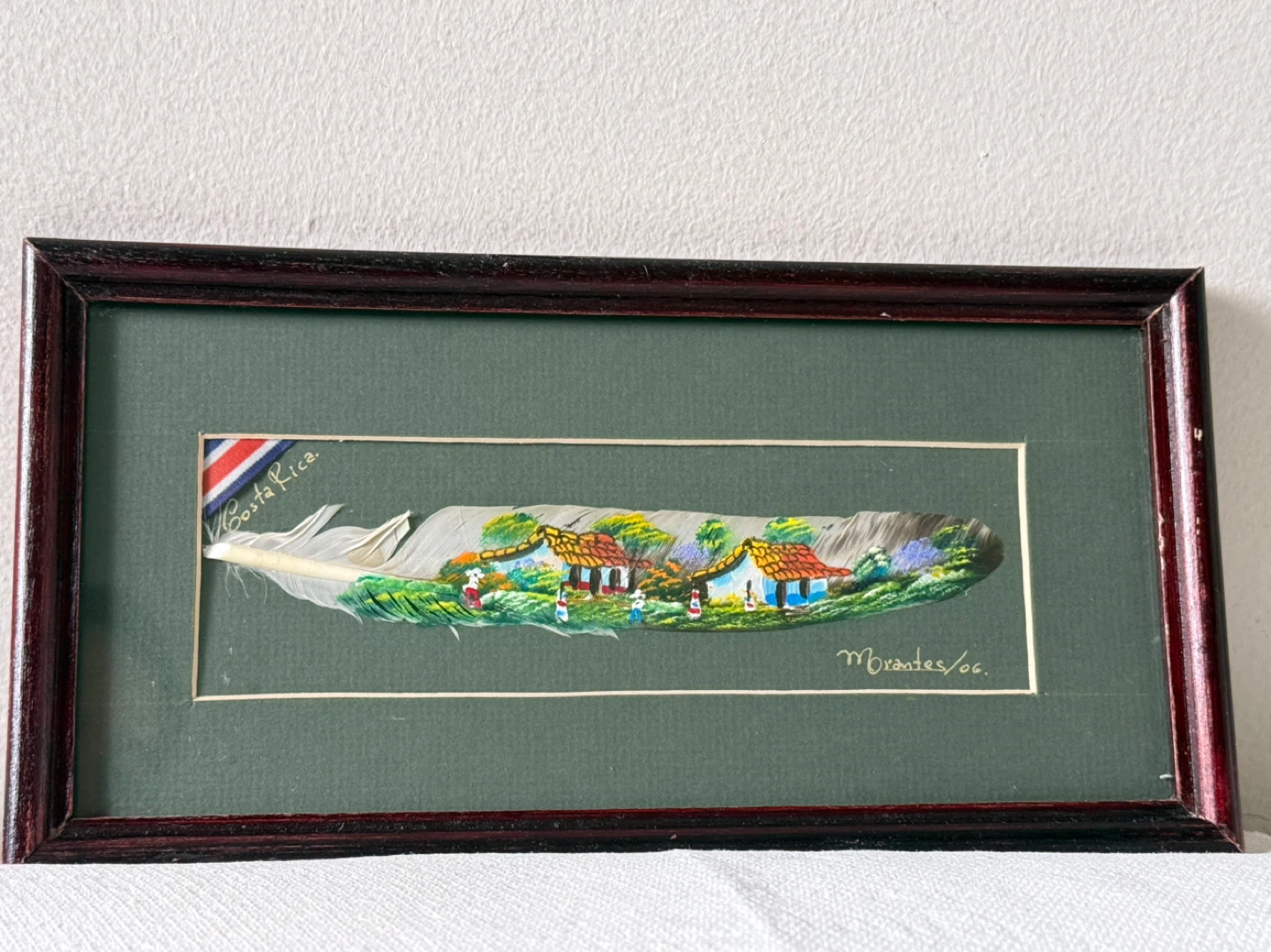 Hand-painted Feather Art "Costa Rica" by Morales/06