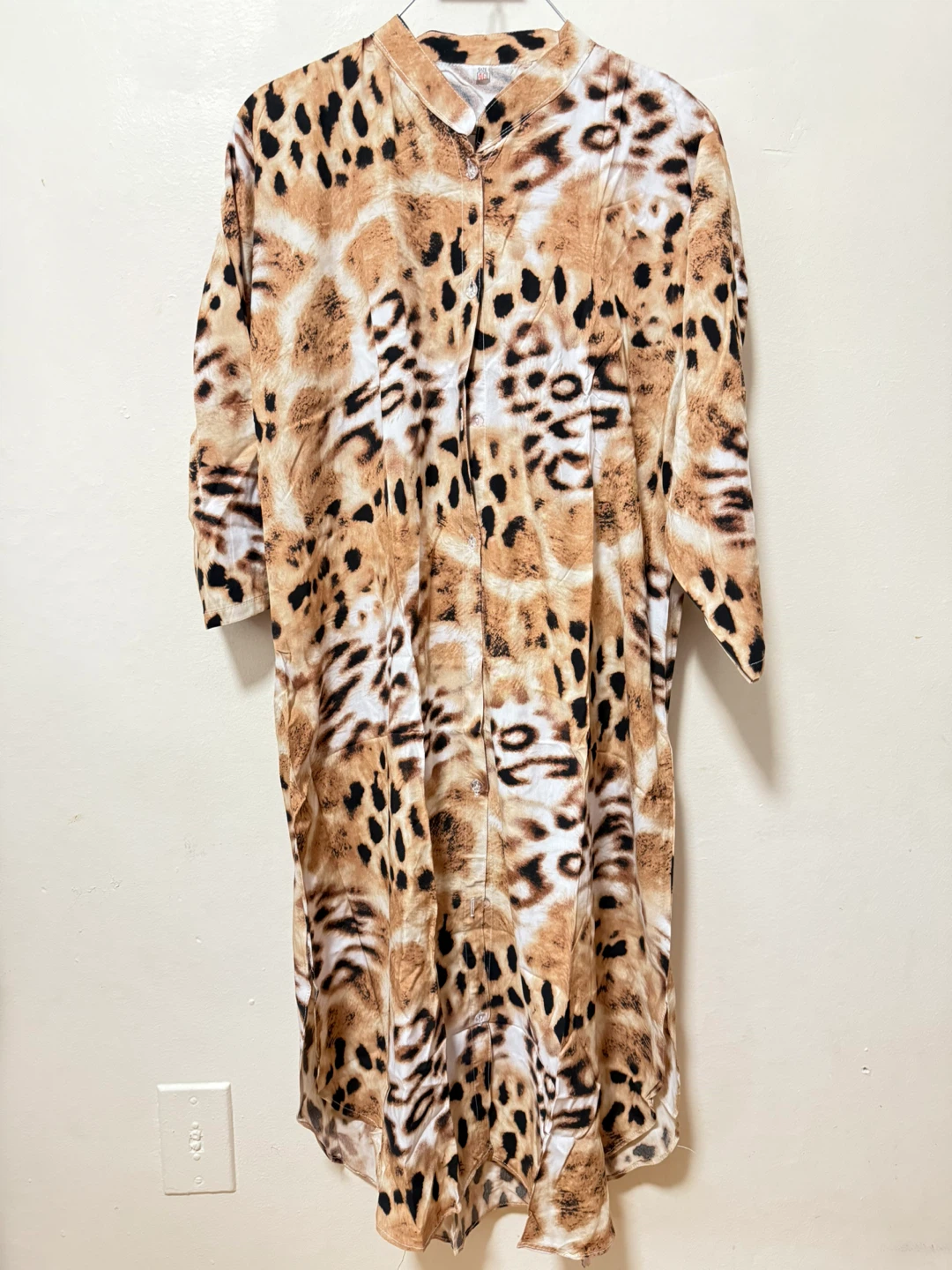 Leopard Print Button-Up Maxi Dress