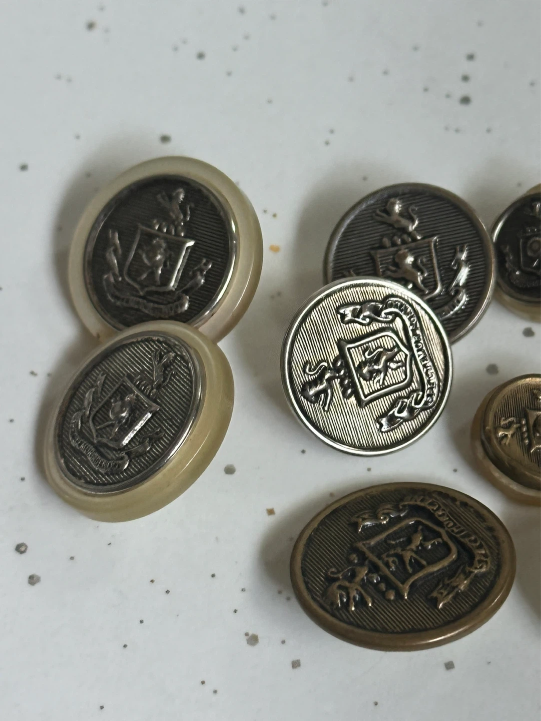 Lot of 11 Spectemur Agendo Lion Crest Military Buttons - photo 3