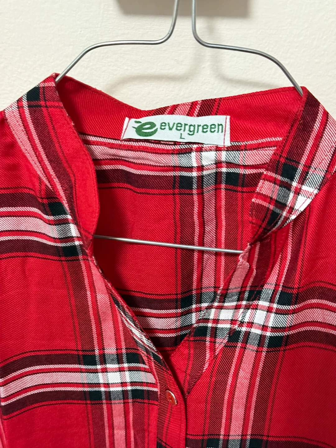 Evergreen Plaid Button-Up Tunic Shirt - Red/Black/White - Size L - photo 4