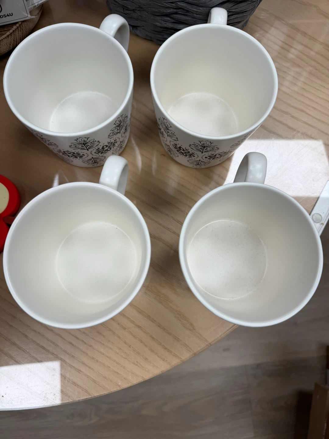Set of 4 White Mugs with Black Floral Design - photo 4