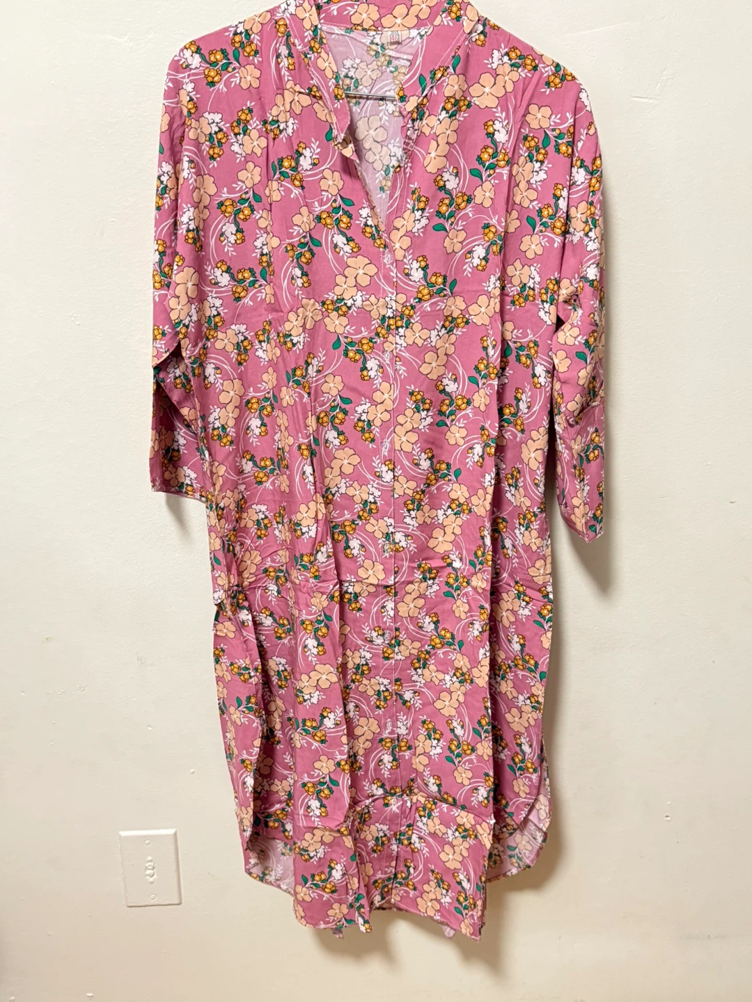 Pink Floral Print Dress - Size 40