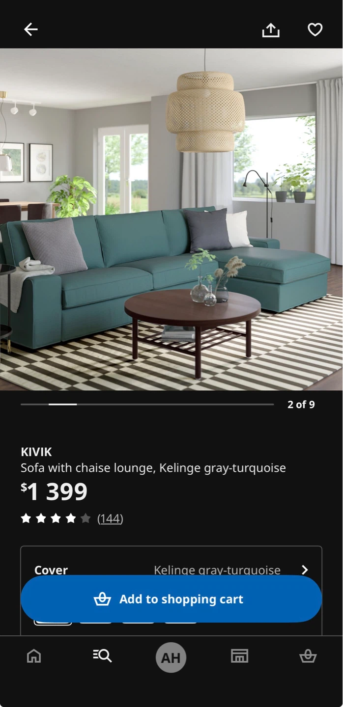 IKEA KIVIK Sofa with Chaise Lounge - photo 3