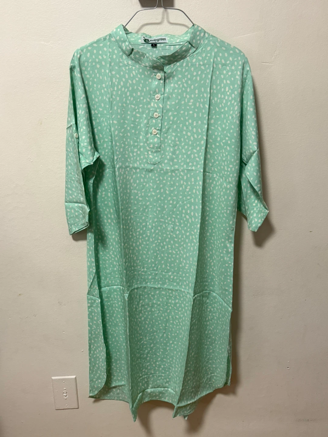 Evergreen Women's Mint Green Dotted Tunic Top