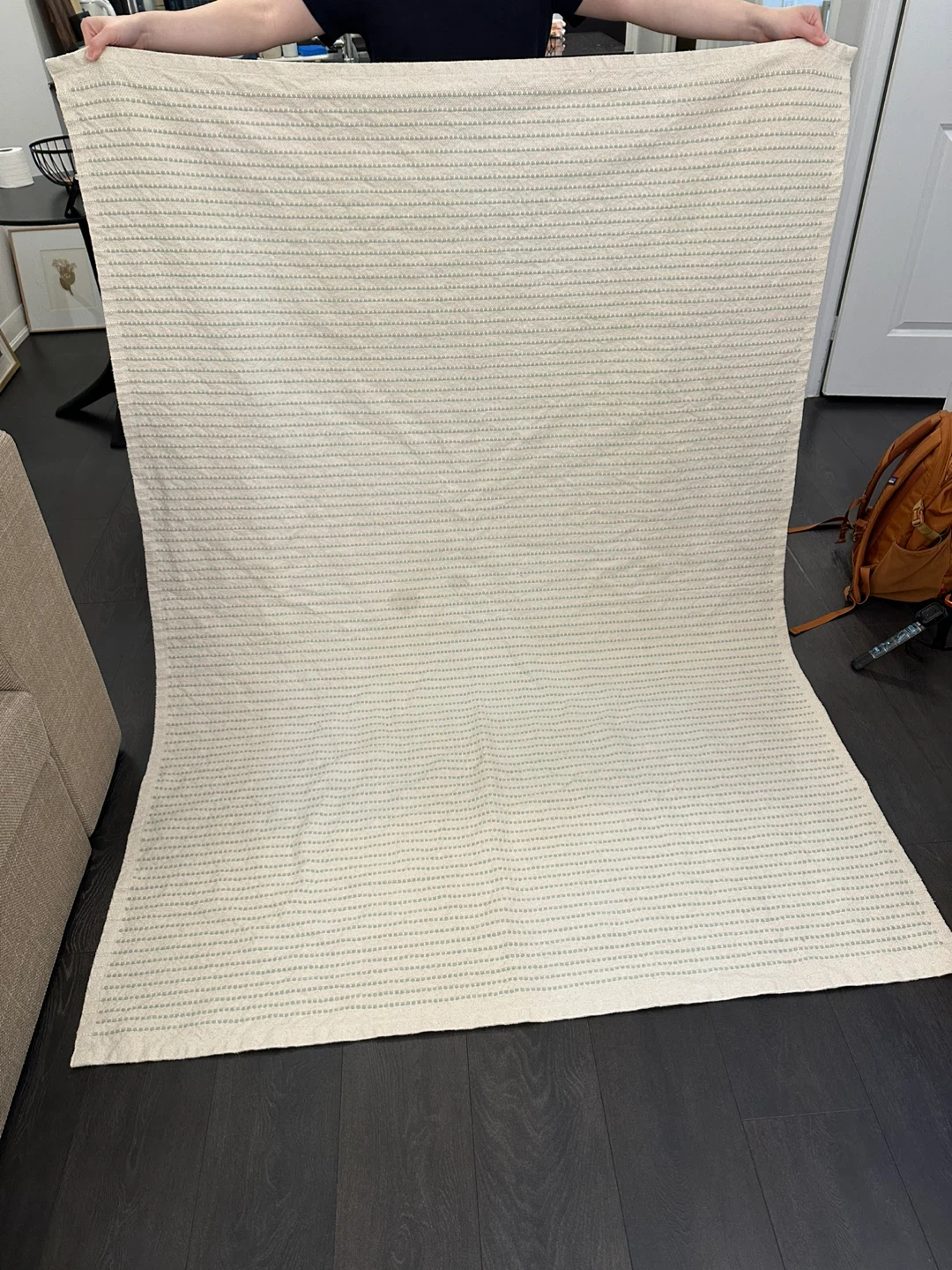 Flatwoven rug 5x7 green stripes