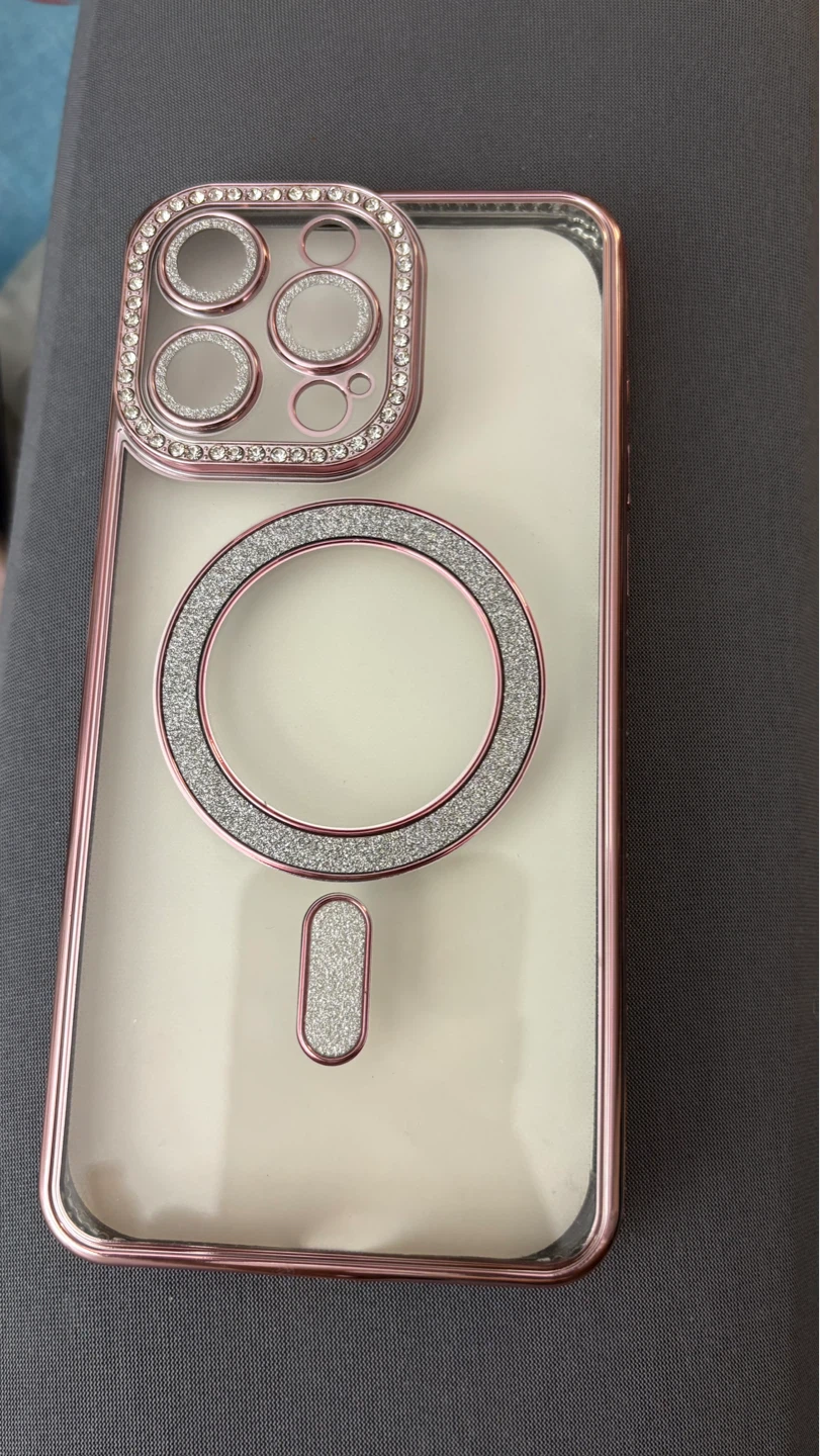 iPhone 15 Pro Max Case with Rhinestones and Magnetic Ring