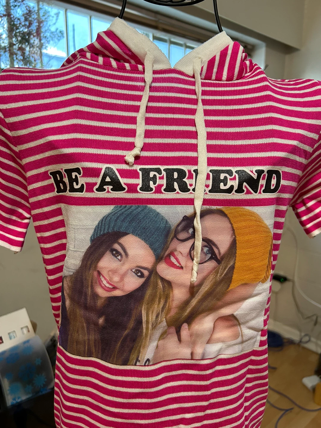 Pink Striped "Be A Friend" T-Shirt Dress - photo 3