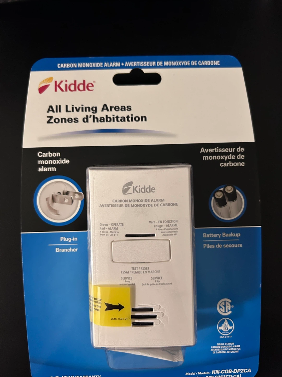 New Kidde Carbon Monoxide Alarm with Battery Backup