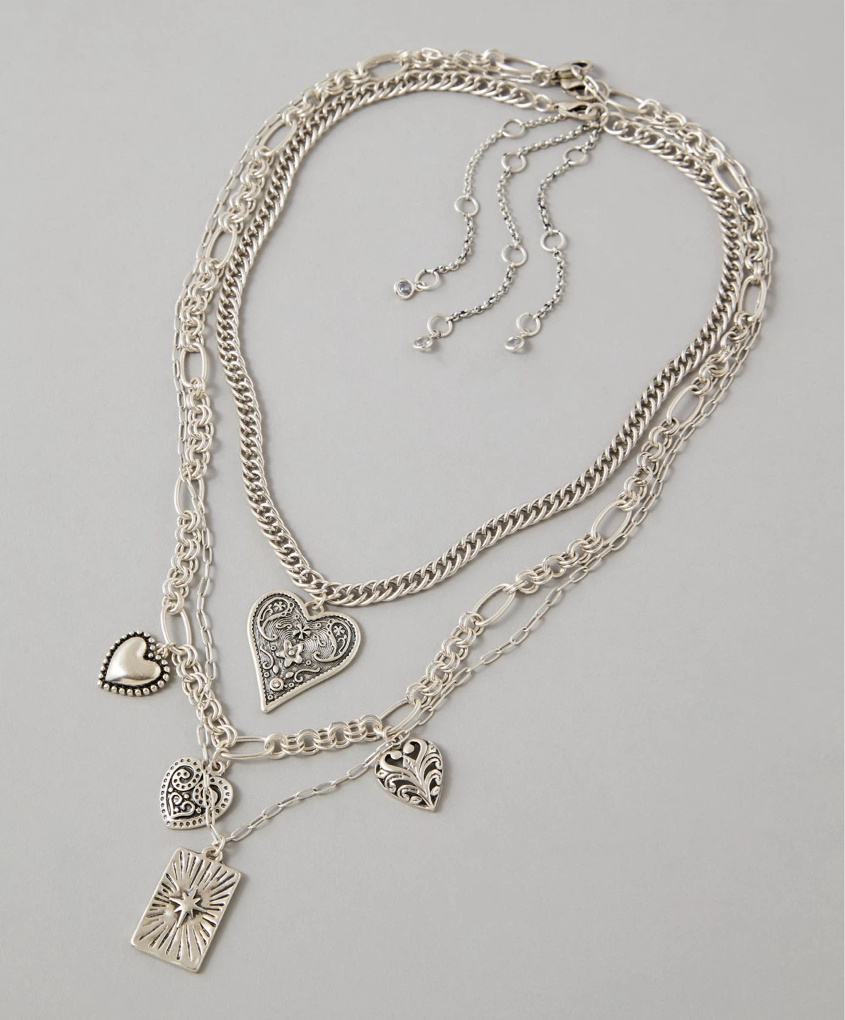 AMERICAN EAGLE Layered Heart Charm Necklace (NEW)