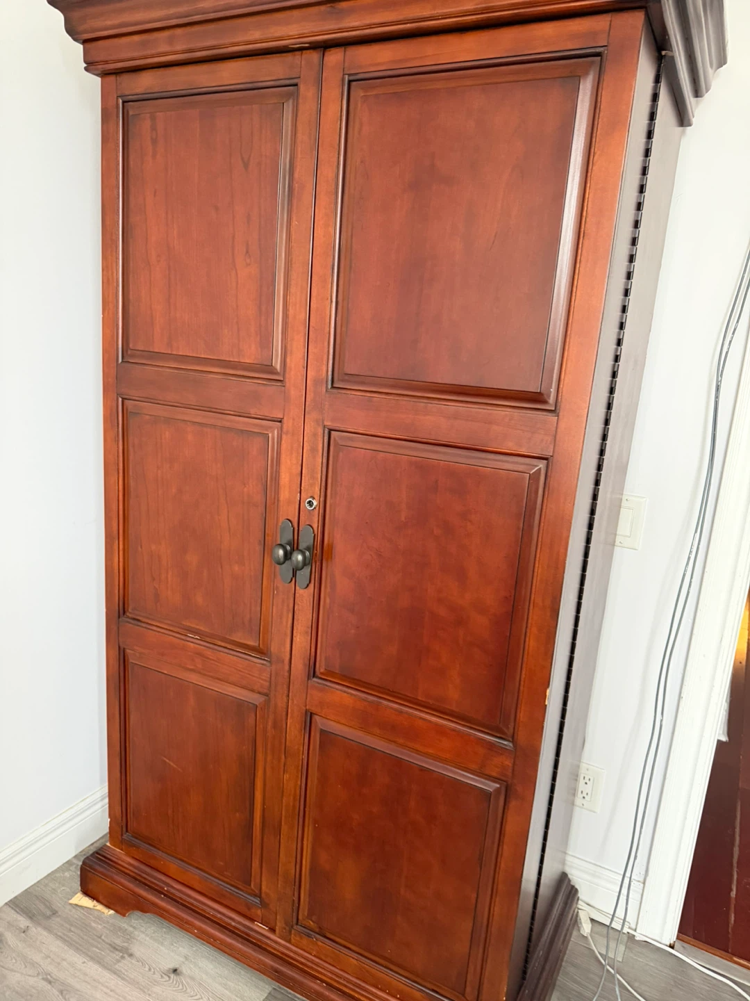 Cherry Wood Bar Cabinet with Wine Rack