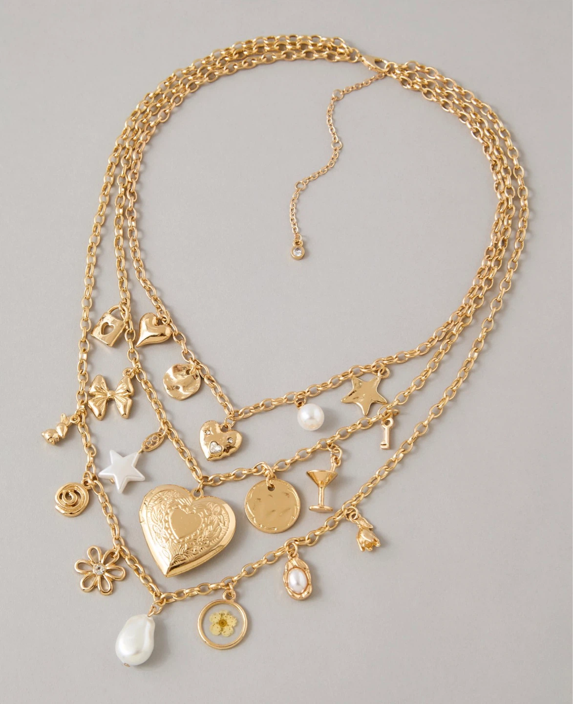 AMERICAN EAGLE Gold Charm Necklace with Locket (NEW)