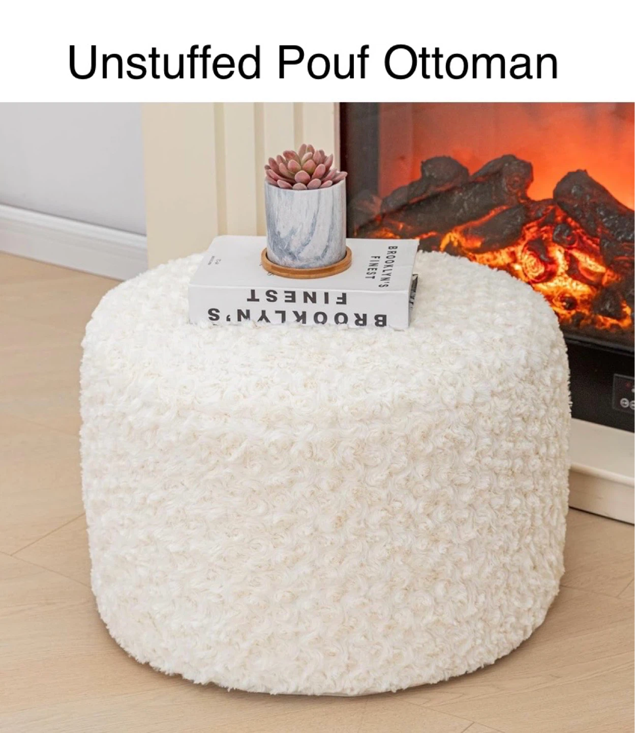 New Unstuffed Fur Pouf Ottoman Cover