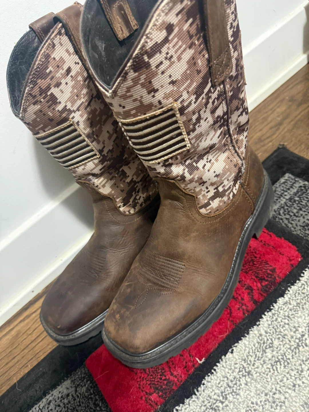MENS JB DILLON COWBOY SQ TOE BROWN BOOTS 10 1-2