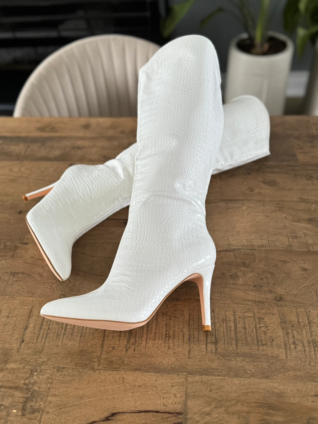 White Knee-High Boots size 7