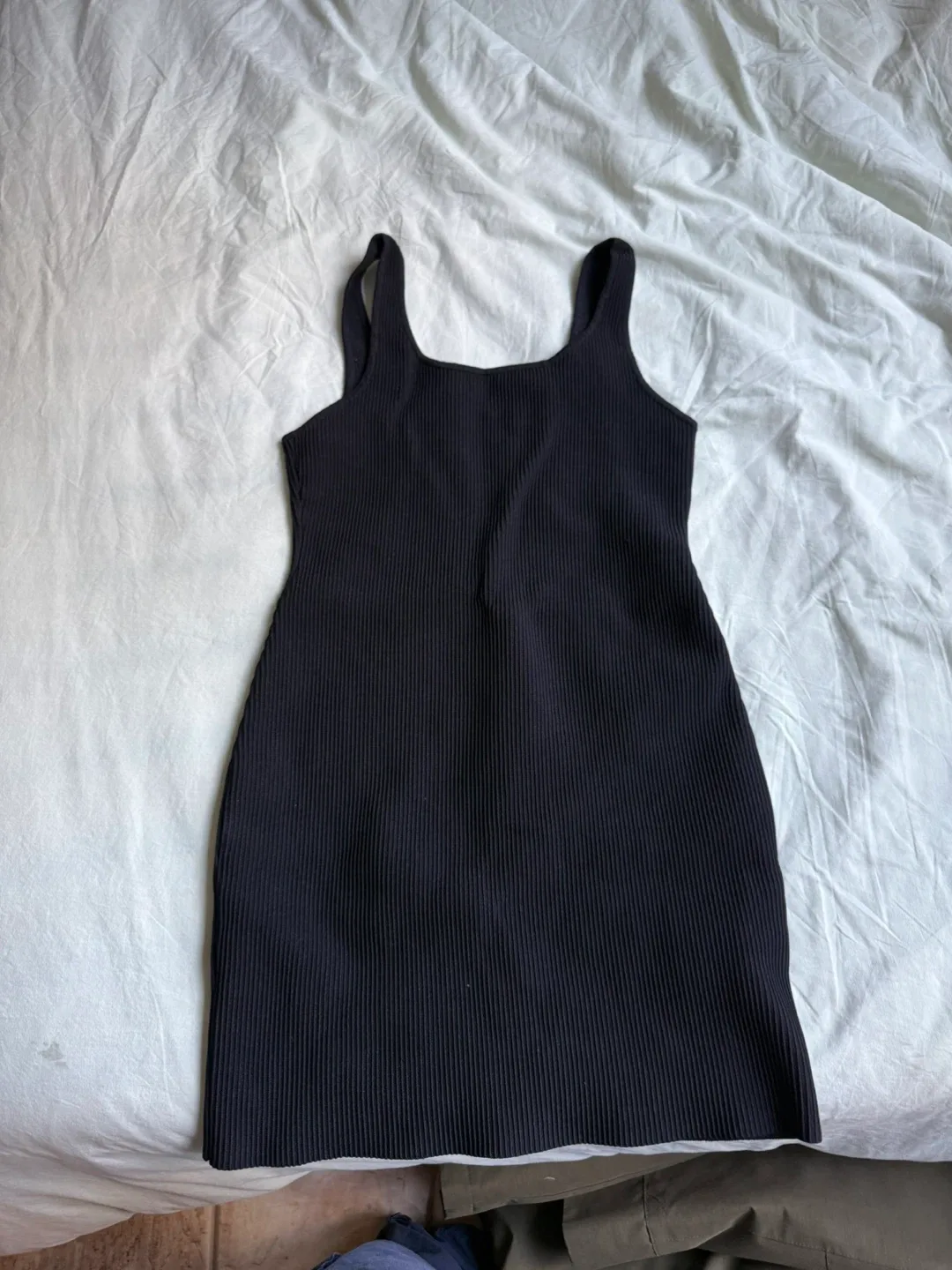 Babaton Black Ribbed Tank Dress Size L