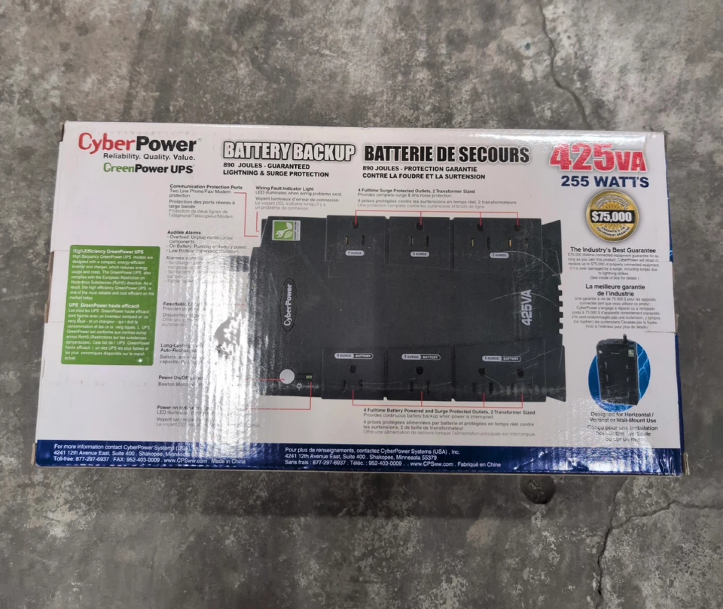 CyberPower GreenPower UPS Battery Backup 425VA 255 Watts - photo 2