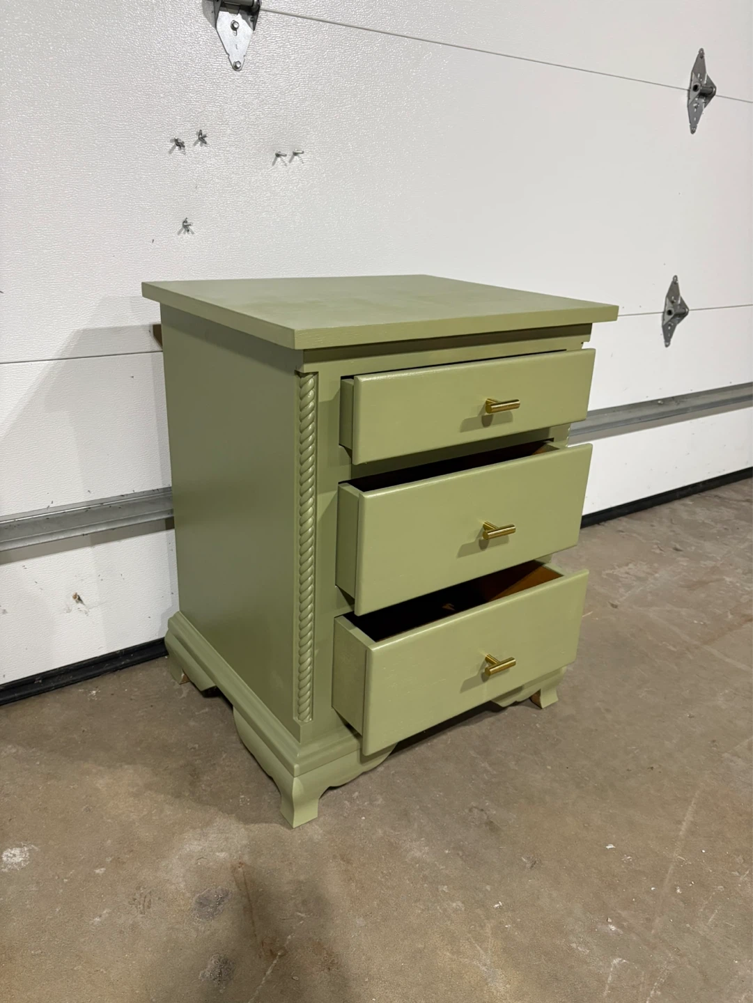 Sage Green 3-Drawer Nightstand - photo 3