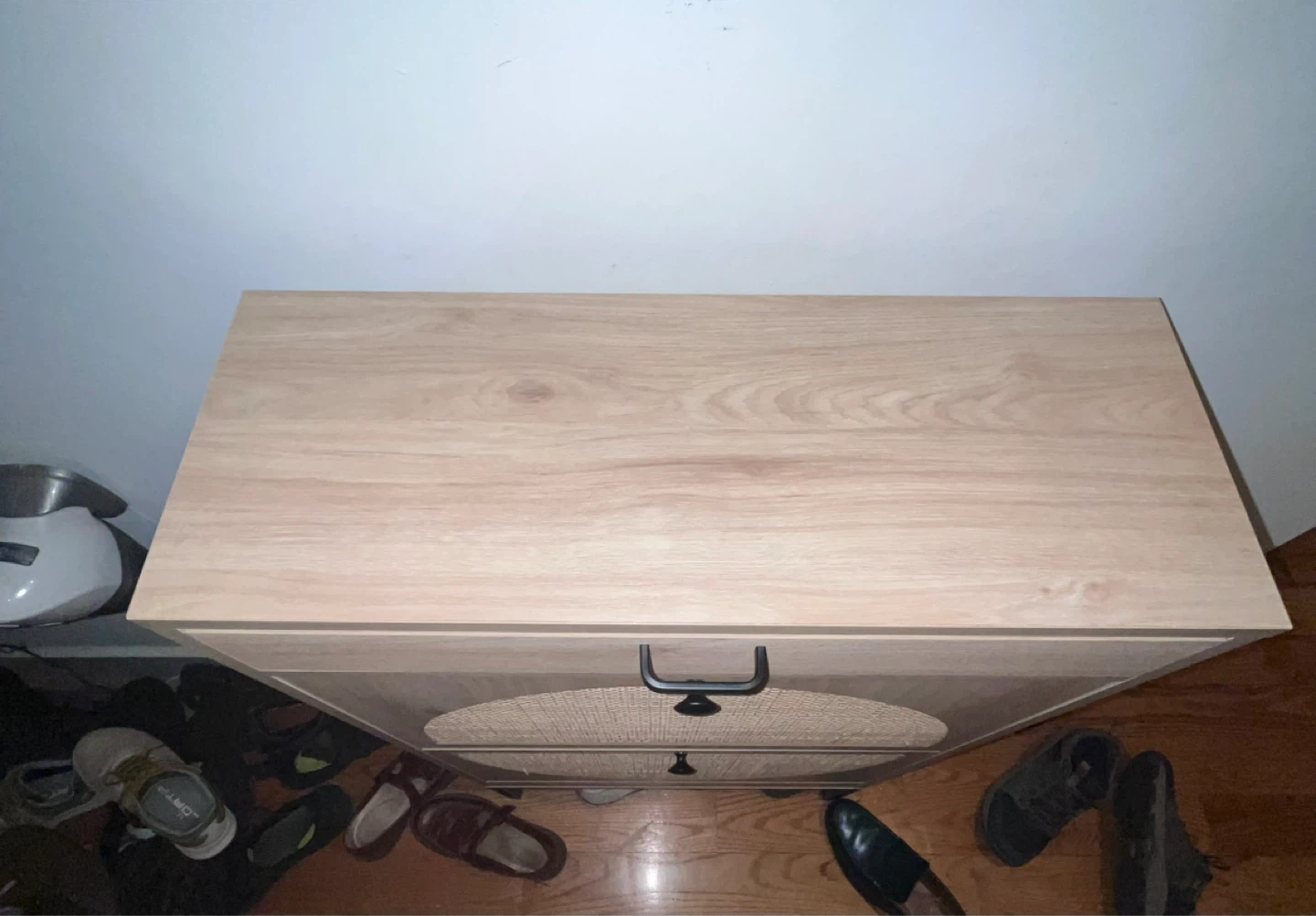 Narrow Shoe Cabinet with Rattan Fronts - photo 3
