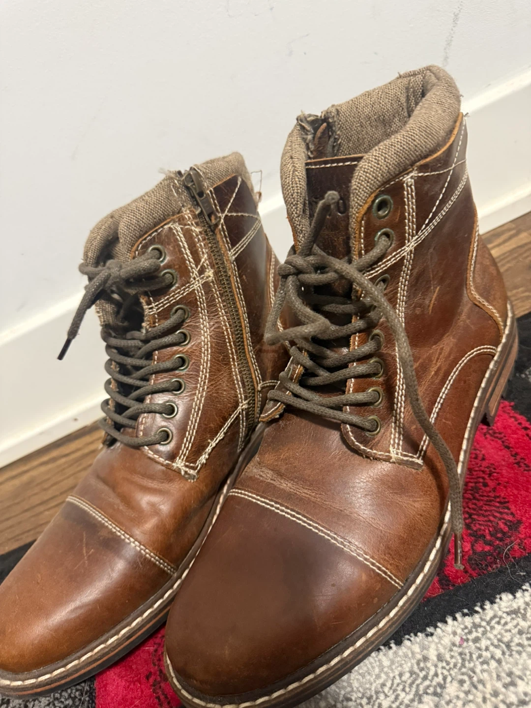 Crevo Camden Chestnut Brown Leather Men’s 11 Zip Ankle Boots