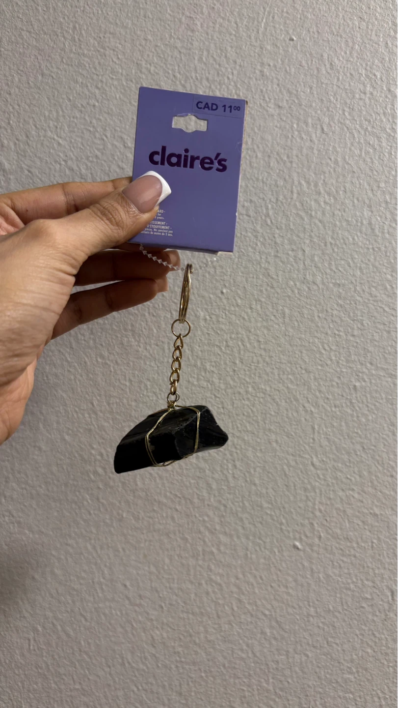 Claire's Black Stone Wire-Wrapped Keychain - photo 2