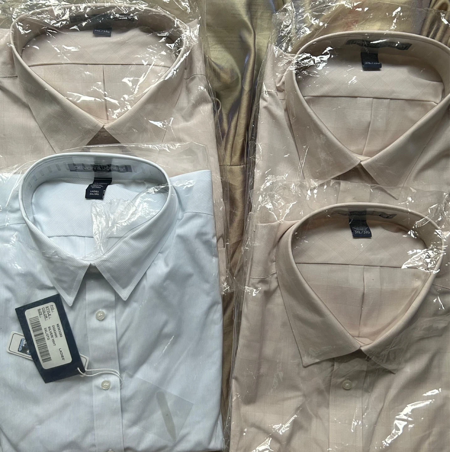 Devon & Jones Silver/Wht Dress Shirt 3XL/3TG