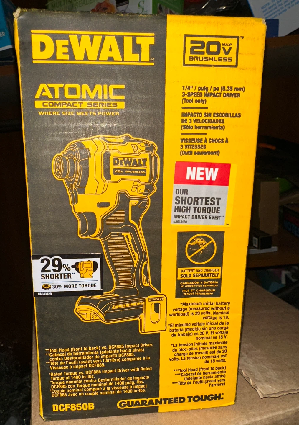 DeWalt Atomic Brushless Impact Driver DCF850B
