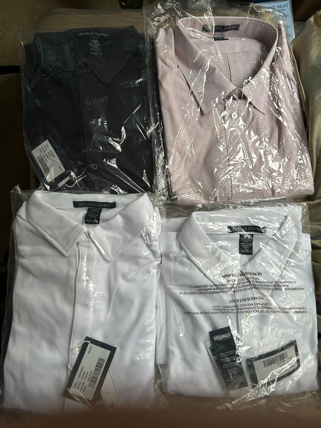 Devon & Jones Men's Polo Shirts (4XL/4TG) - Bundle of 4