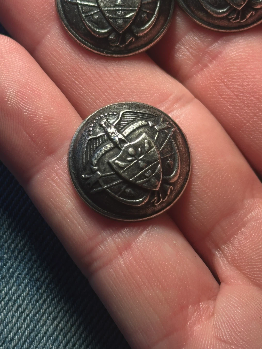 Antique Waterbury  Button Eagle Shield with Banners UNKNOWN USE - photo 2