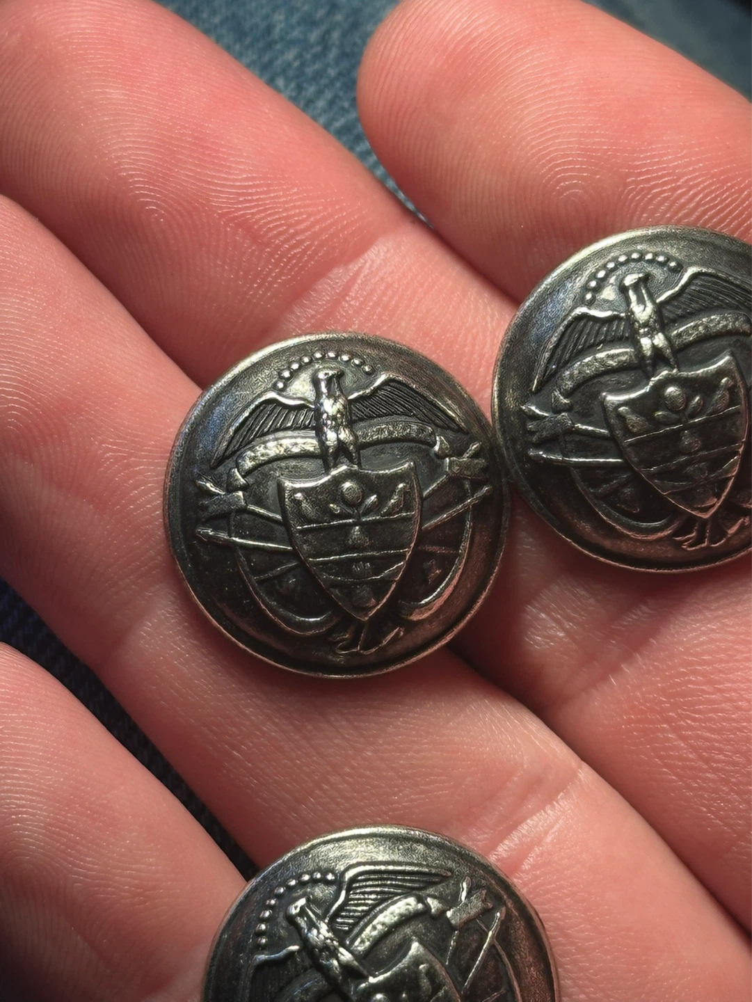 Antique Waterbury  Button Eagle Shield with Banners UNKNOWN USE - photo 3