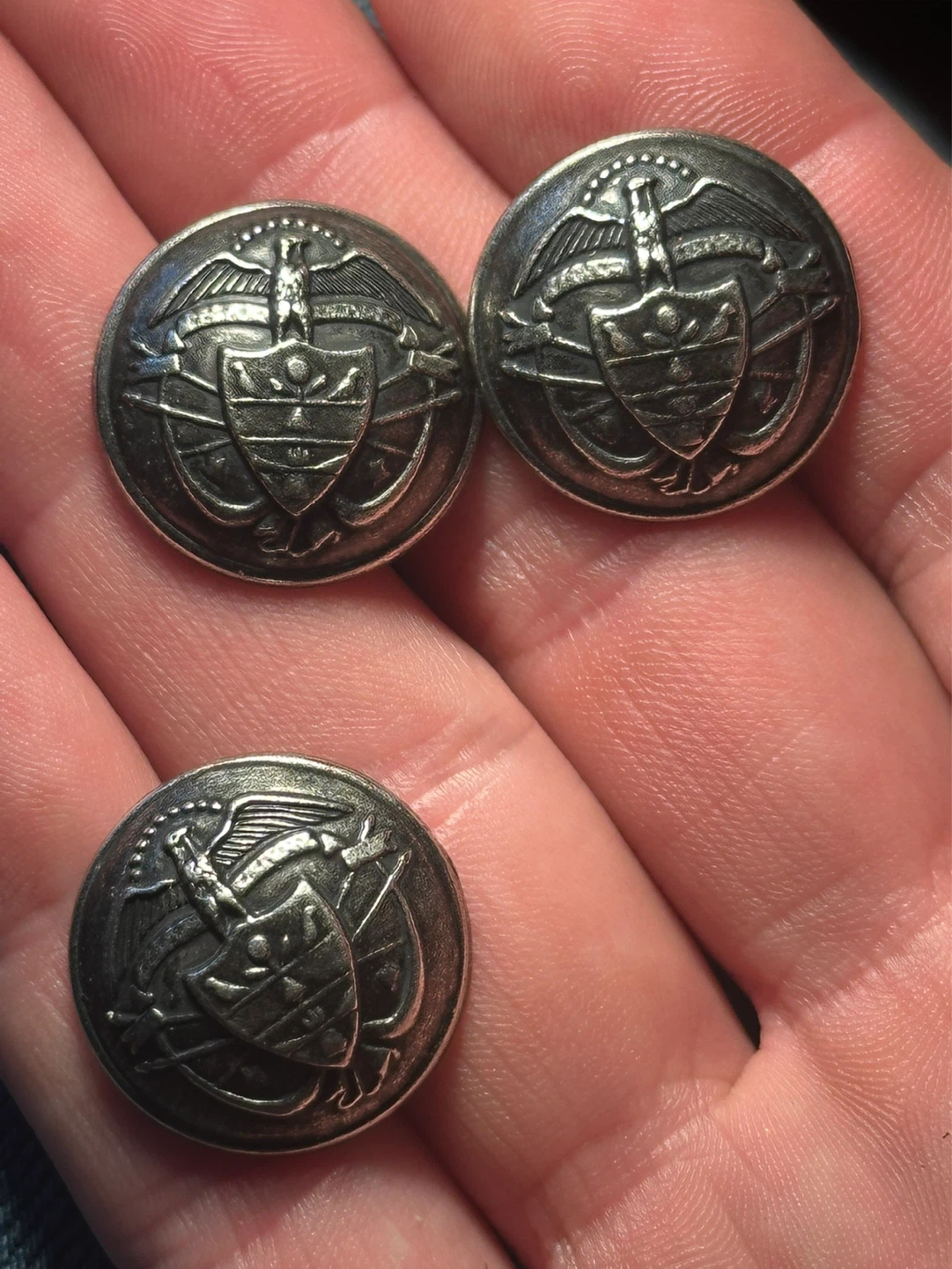Antique Waterbury  Button Eagle Shield with Banners UNKNOWN USE