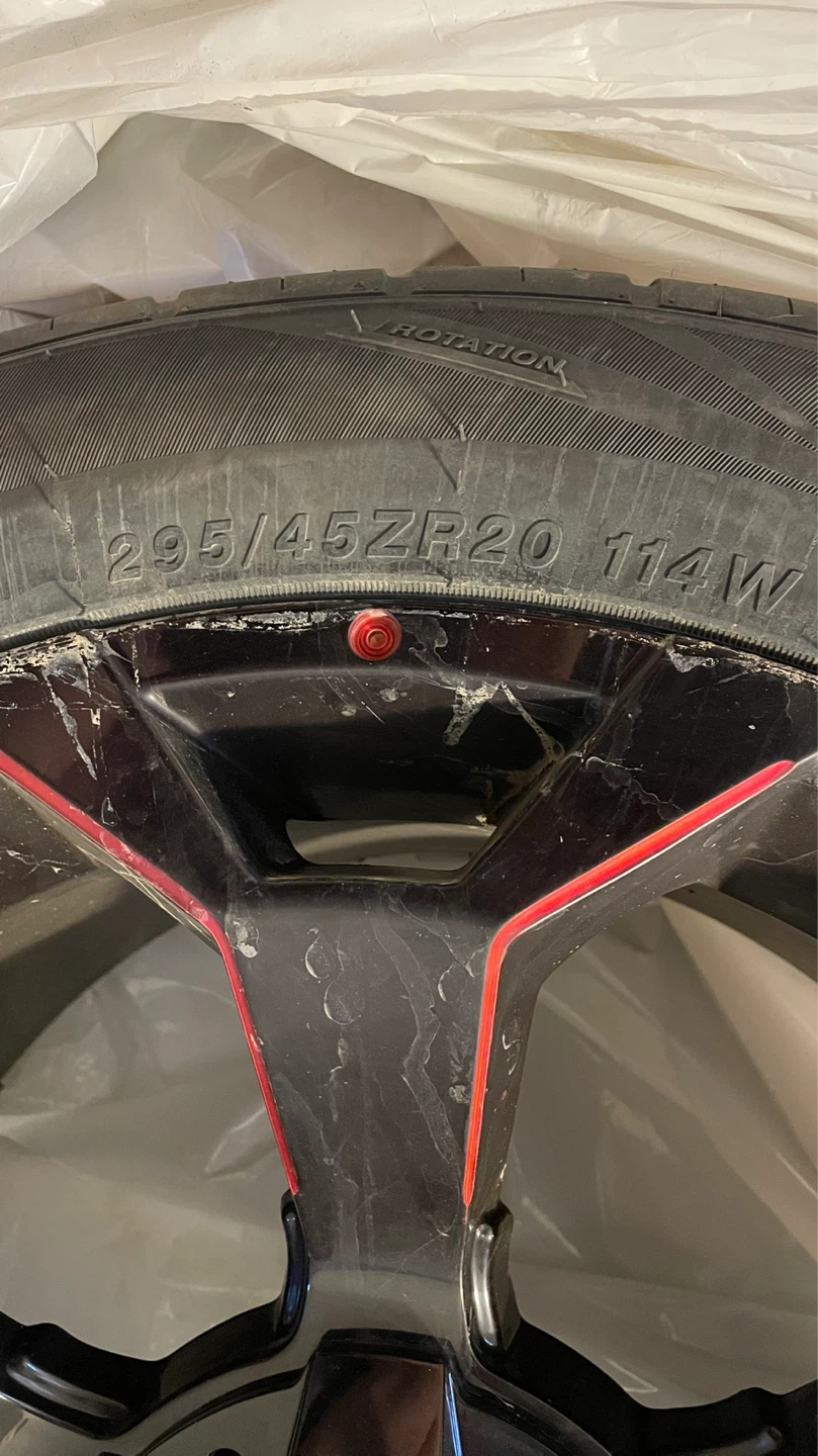 Speed King 295/45ZR20 Tire with Custom Black and Red Rim - photo 3