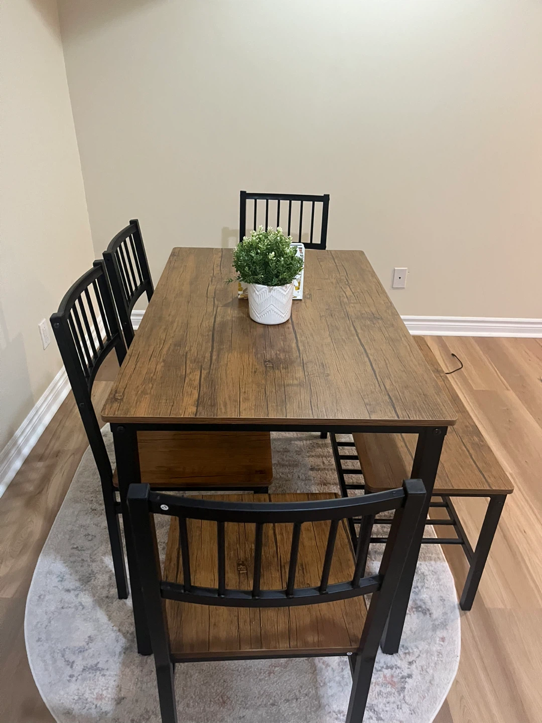 Wood Dining Set with Bench and Chairs - photo 4