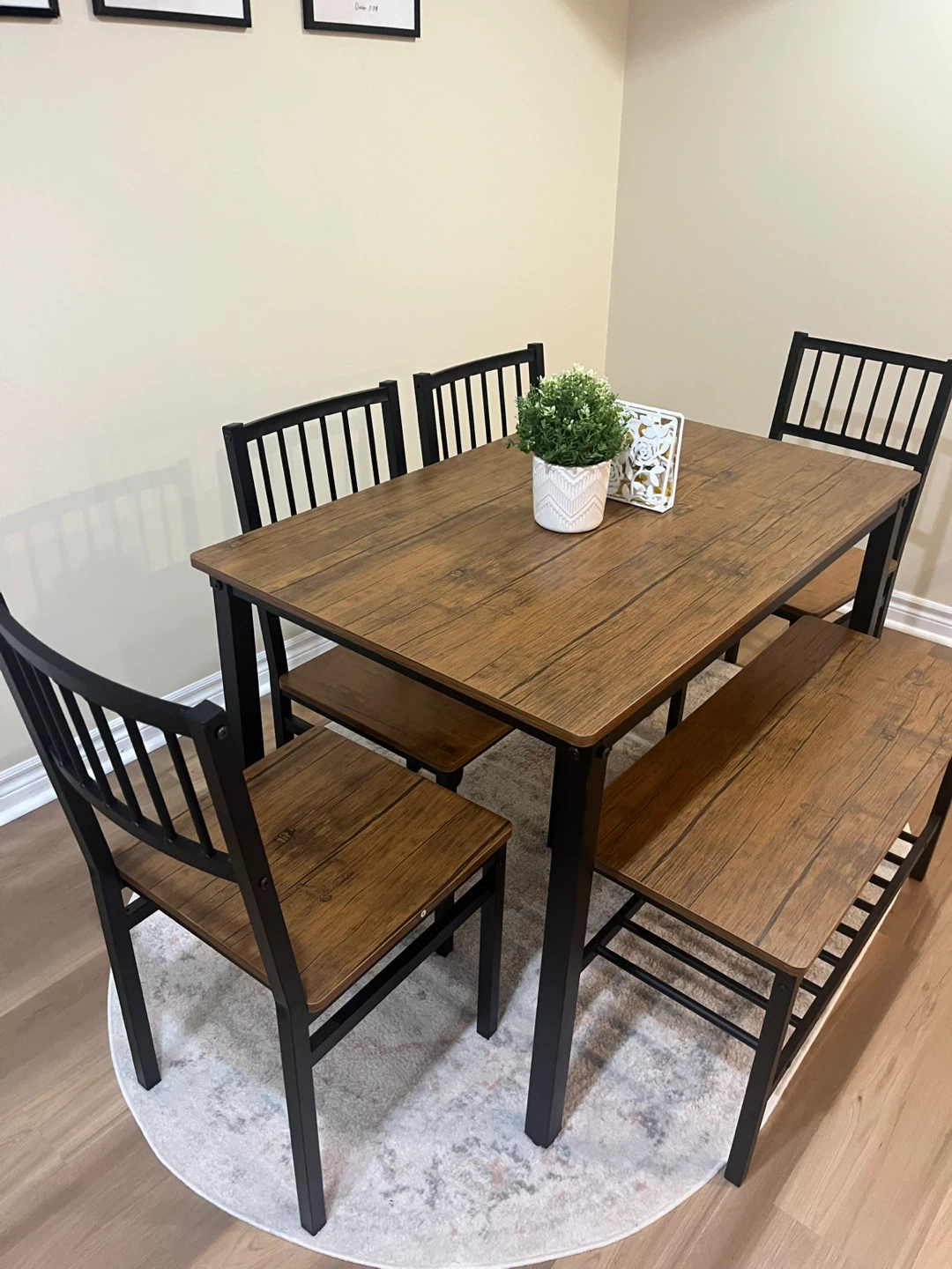 Wood Dining Set with Bench and Chairs - photo 3