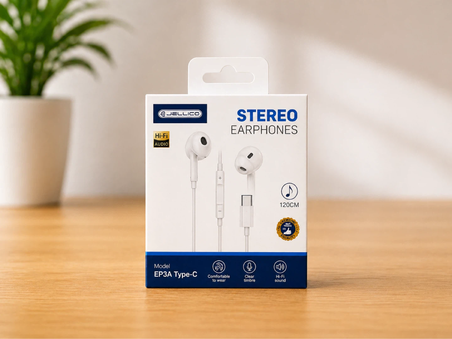 Jellico EP3A Type-C Stereo Earphones - White