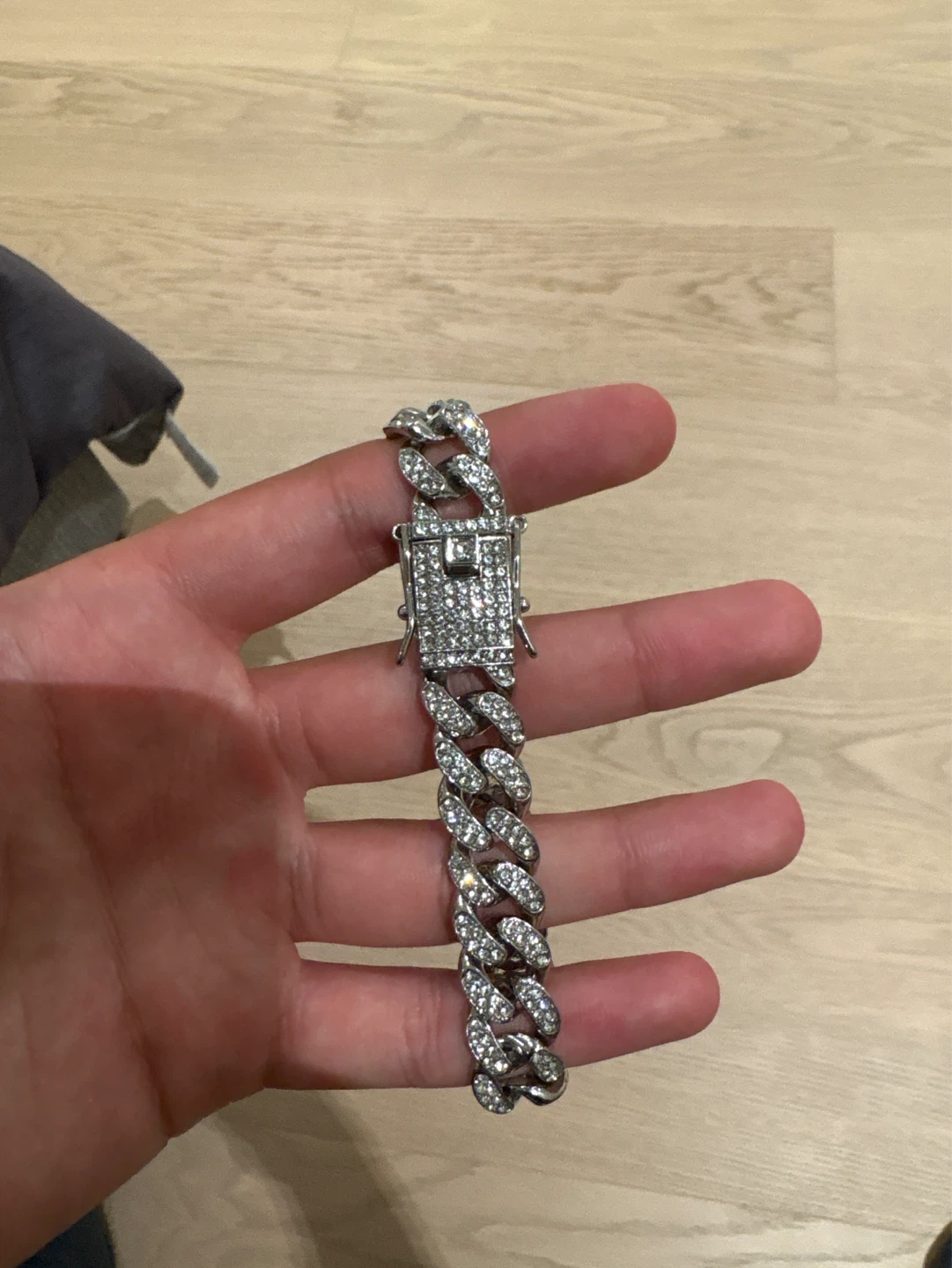 Cuban Link Bracelet with Moissanite Stones