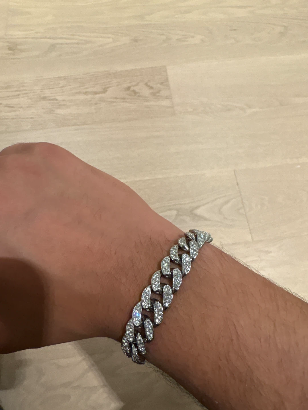 Cuban Link Bracelet with Moissanite Stones - photo 3