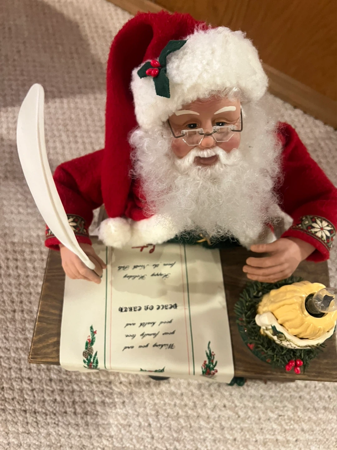 Animated Santa Claus Writing Christmas Card Figurine