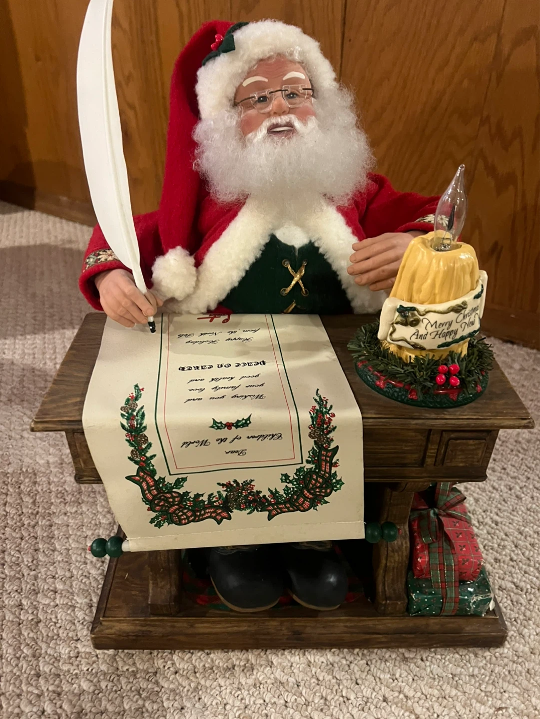 Animated Santa Claus Writing Christmas Card Figurine - photo 2