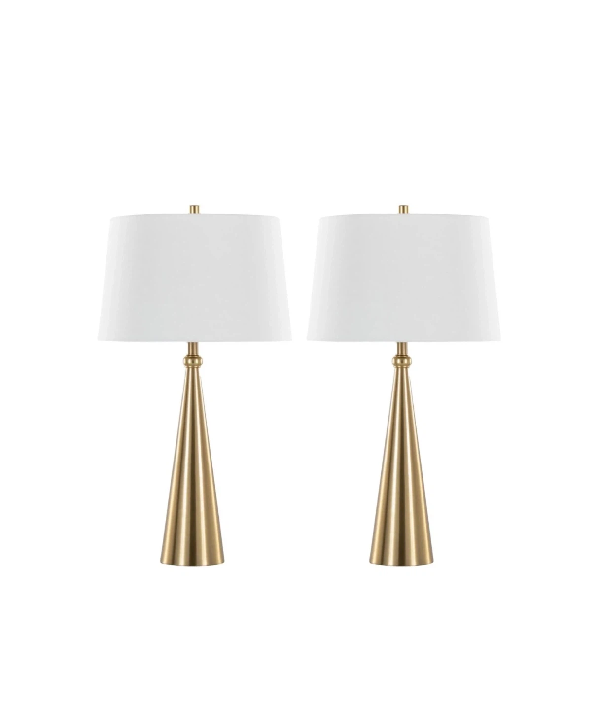 Set of 2 Gold Cone Table Lamps with White Shades