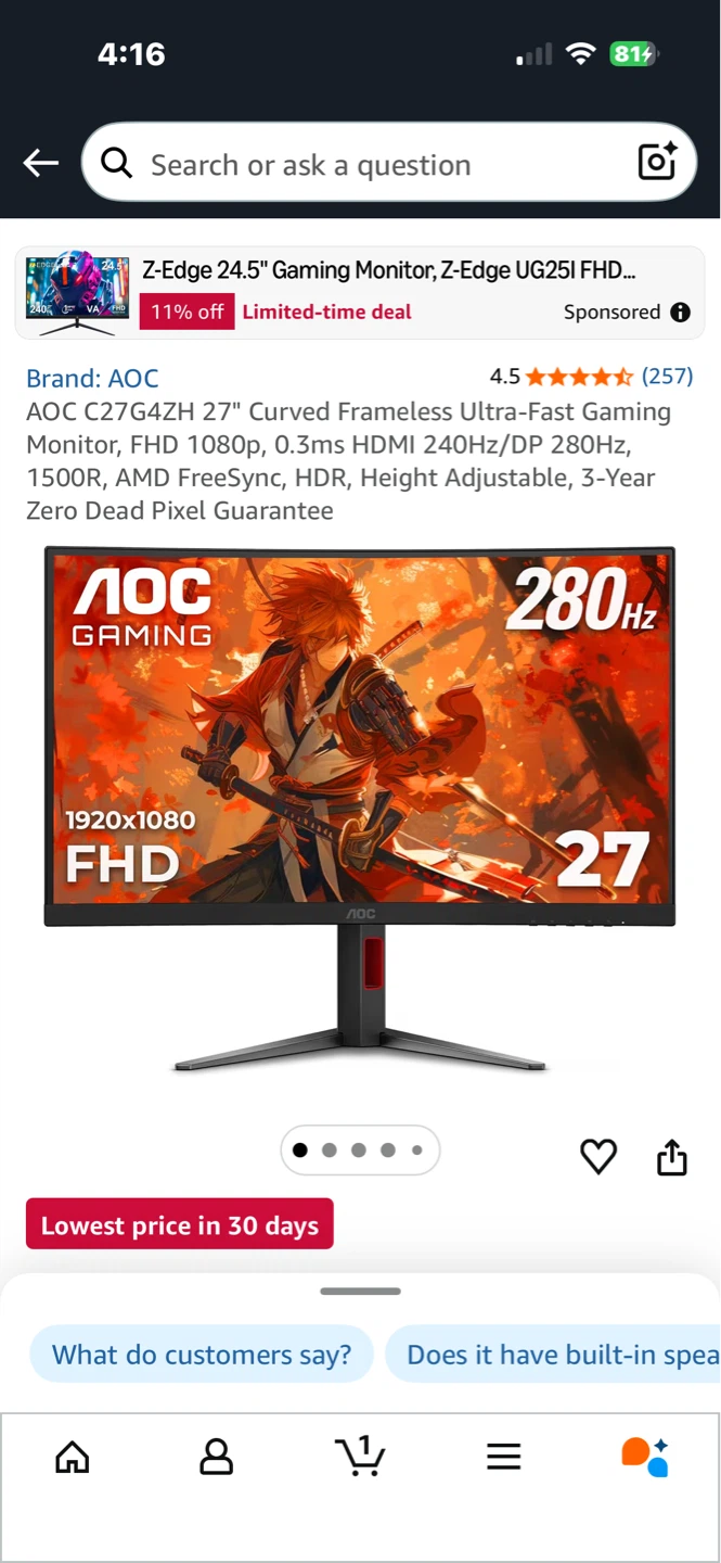 280hz gaming monitor 27 in curved