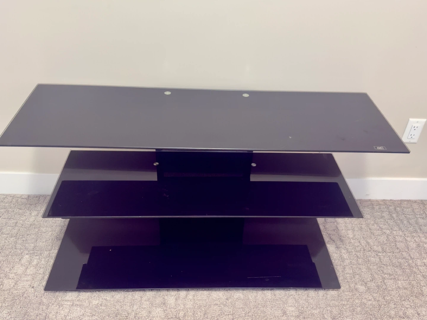 Black 3-Tier Glass TV Stand - photo 2